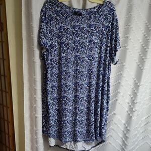 Tahari Blue White Black High Low Dress  NWT Size 3X
